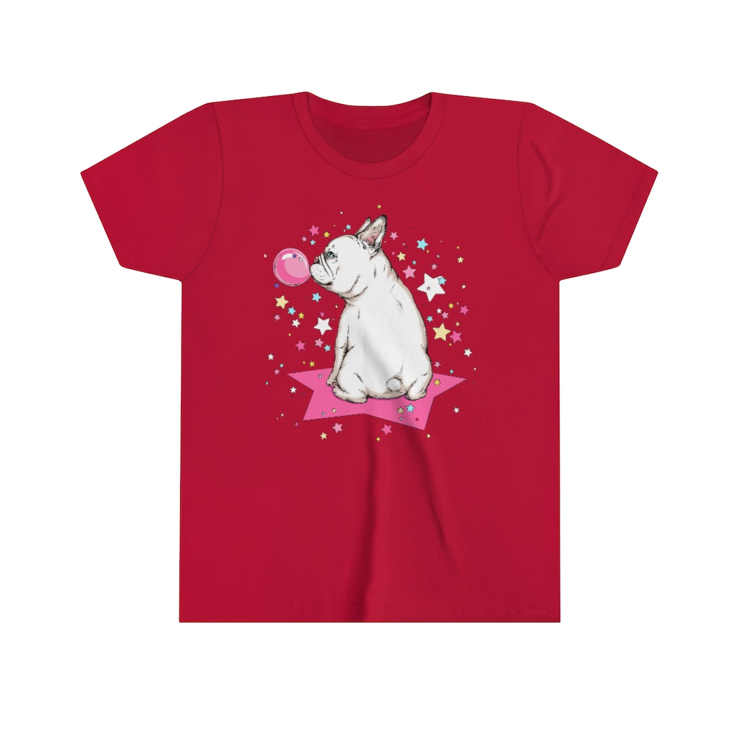 Youth Short Sleeve Tee "French white bulldog & stars"