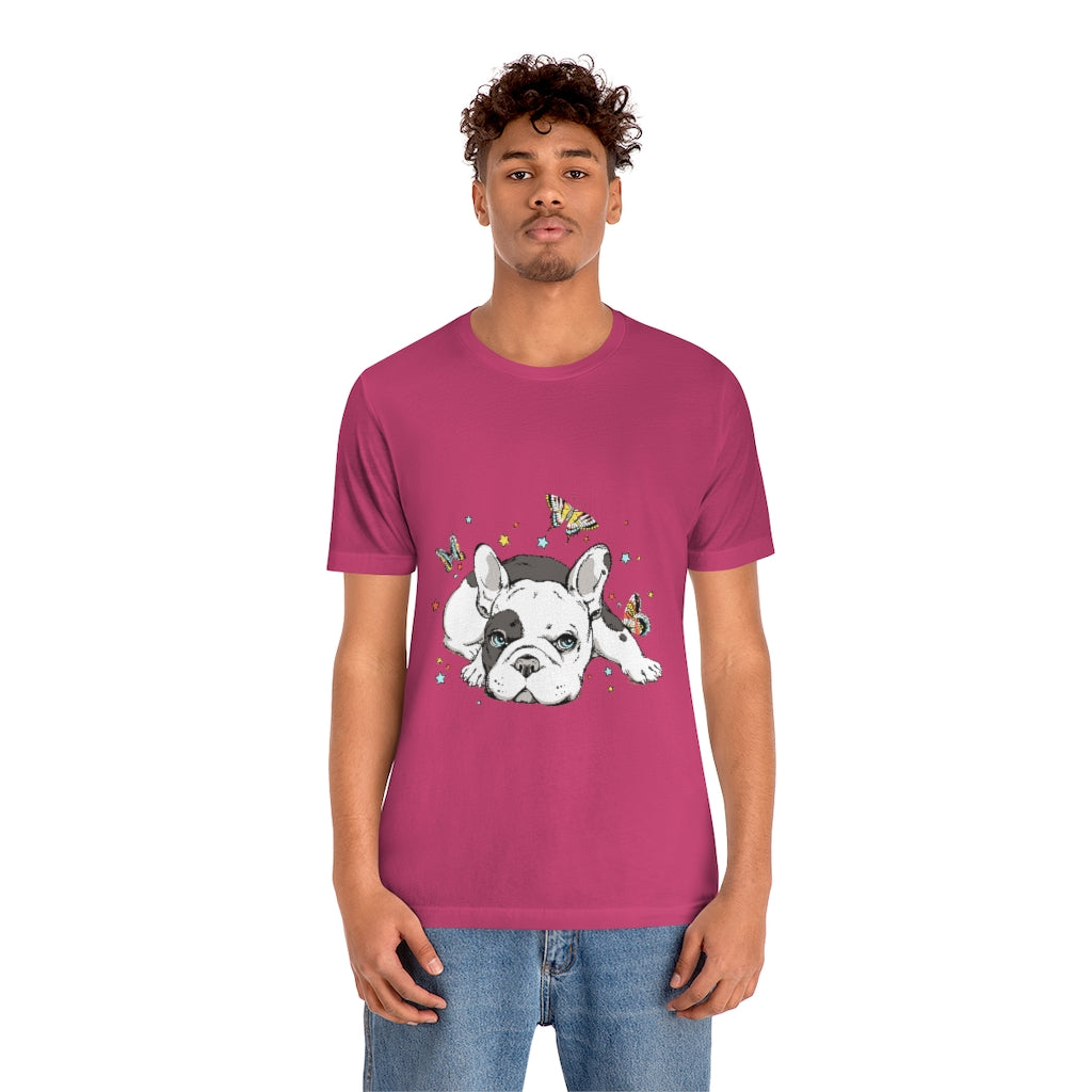 Unisex Jersey Short Sleeve Tee "French bulldog with butterflies"
