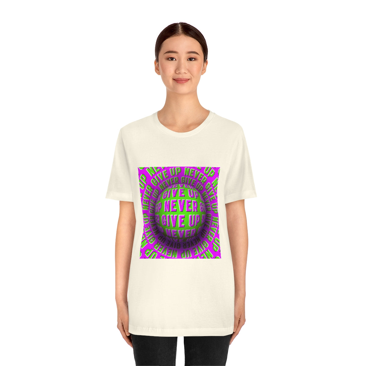 Unisex Jersey Short Sleeve Tee "Optical illusion Never give up"