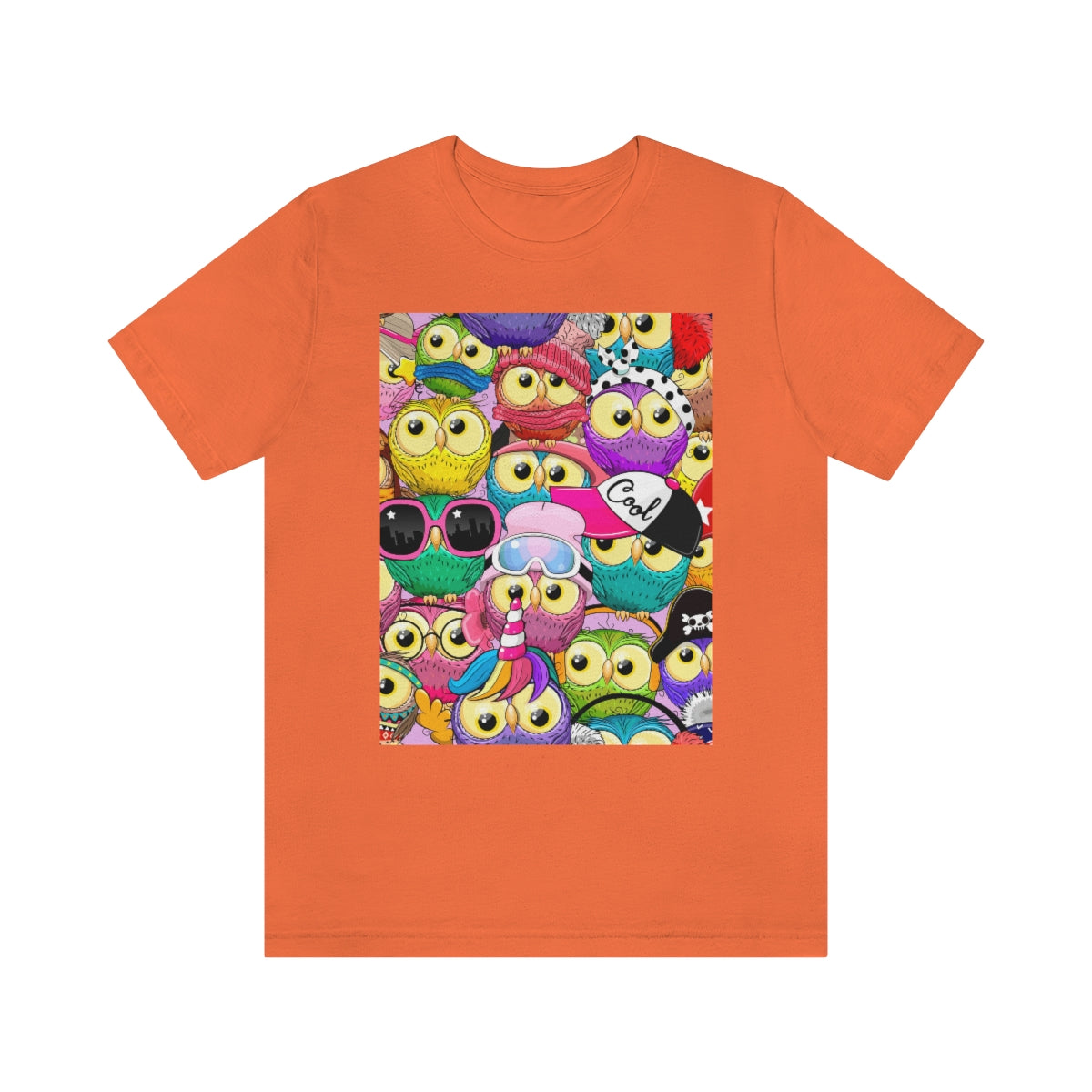 Unisex Jersey Short Sleeve Tee "Colorful Pattern with cute cartoon owls"