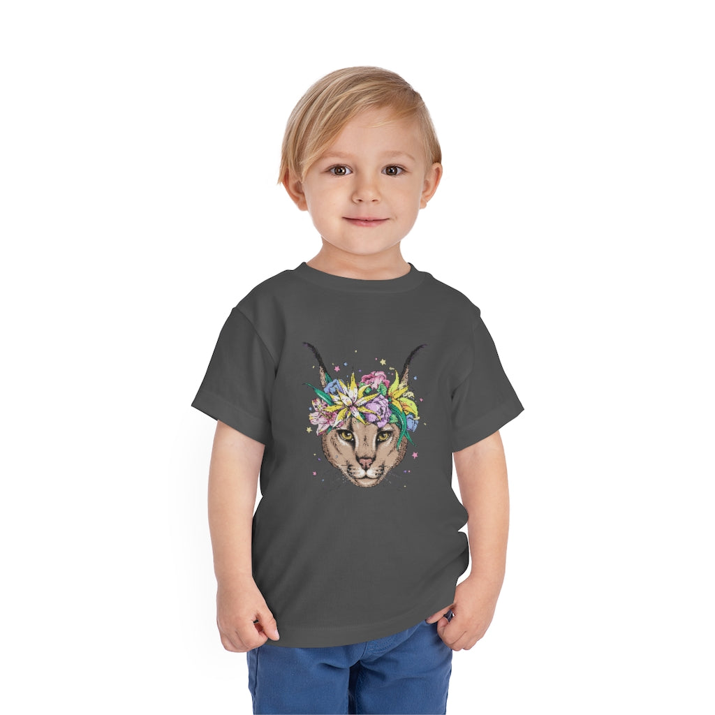 Kids Short Sleeve Tee "Caracal with flowers"