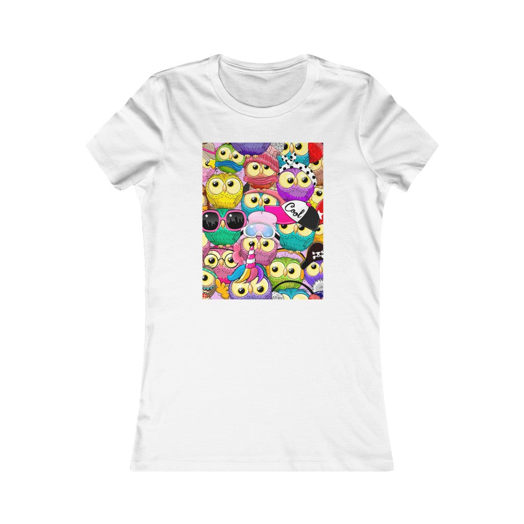 Women's Favorite Tee "Colorful Pattern with cute cartoon owls"