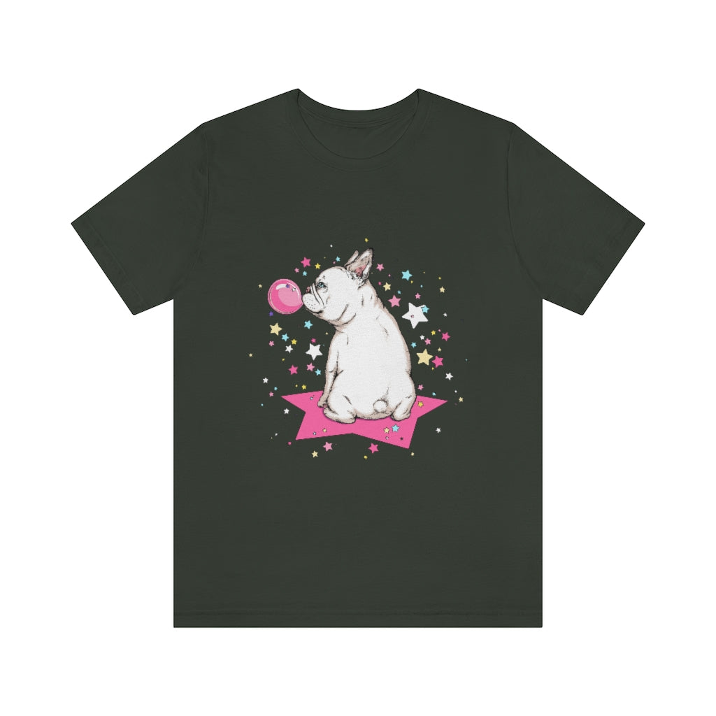 Unisex Jersey Short Sleeve Tee "French white bulldog & stars"