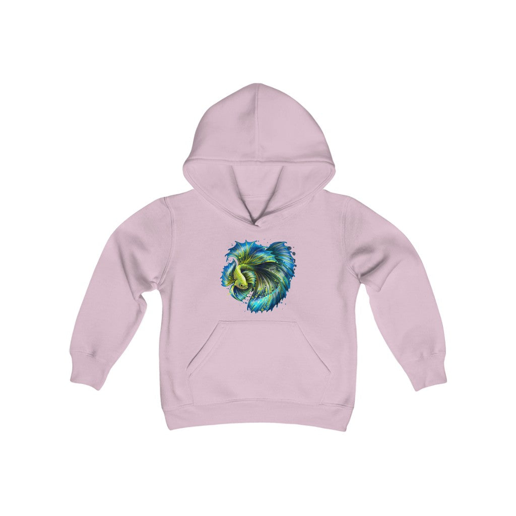 Youth Heavy Blend Hooded Sweatshirt "Colorful tropical fish"