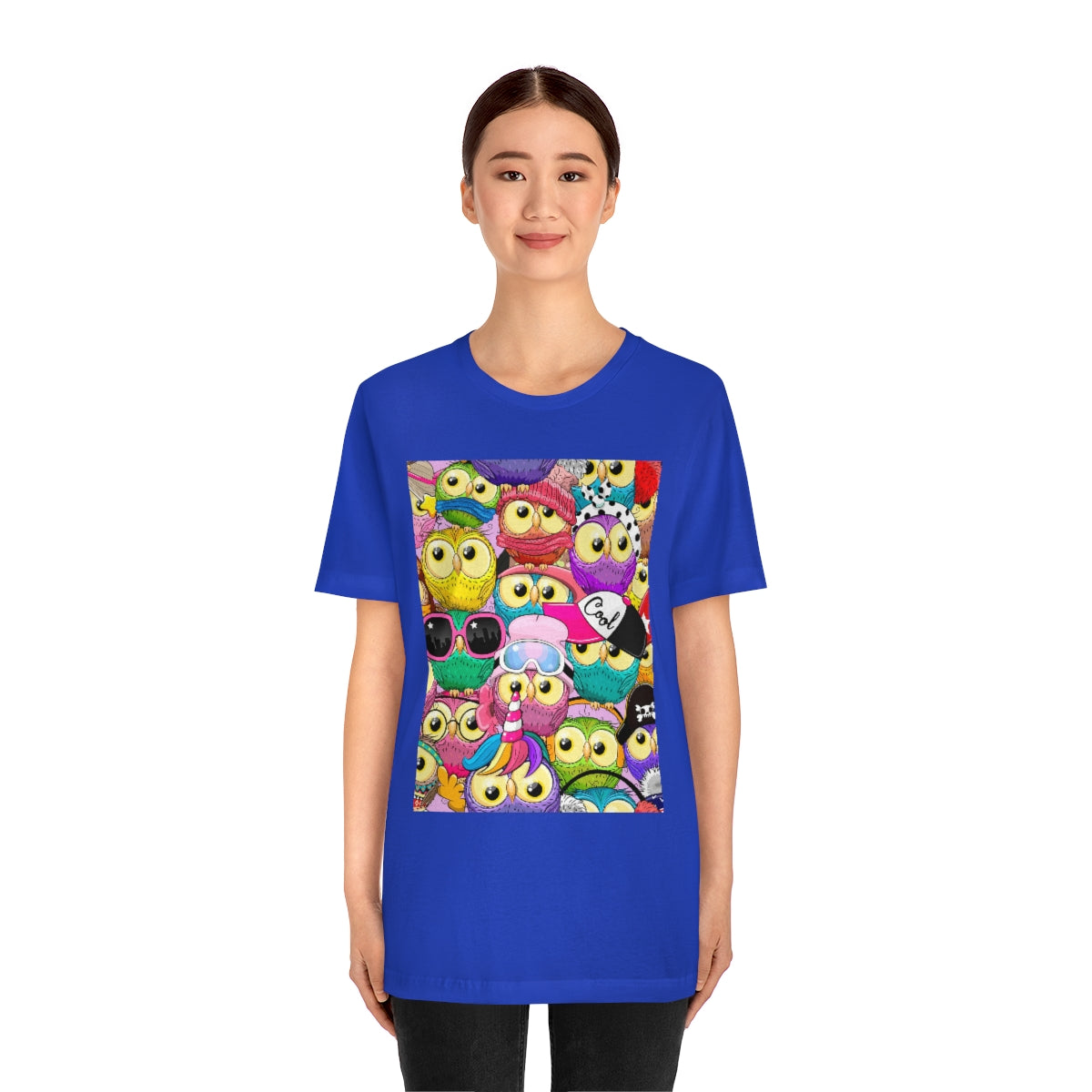 Unisex Jersey Short Sleeve Tee "Colorful Pattern with cute cartoon owls"
