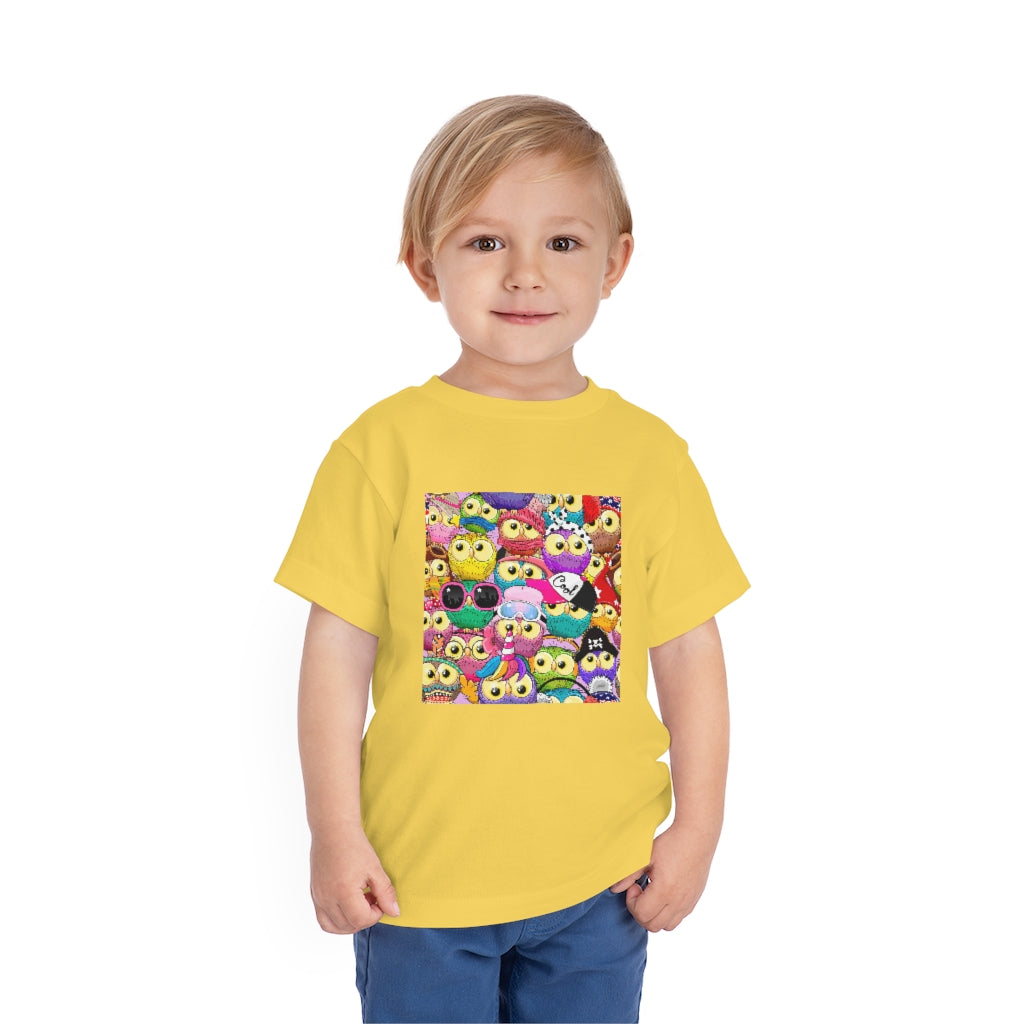 Kids Short Sleeve Tee "Colorful Pattern with cute cartoon owls"