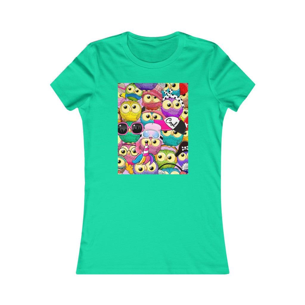 Women's Favorite Tee "Colorful Pattern with cute cartoon owls"