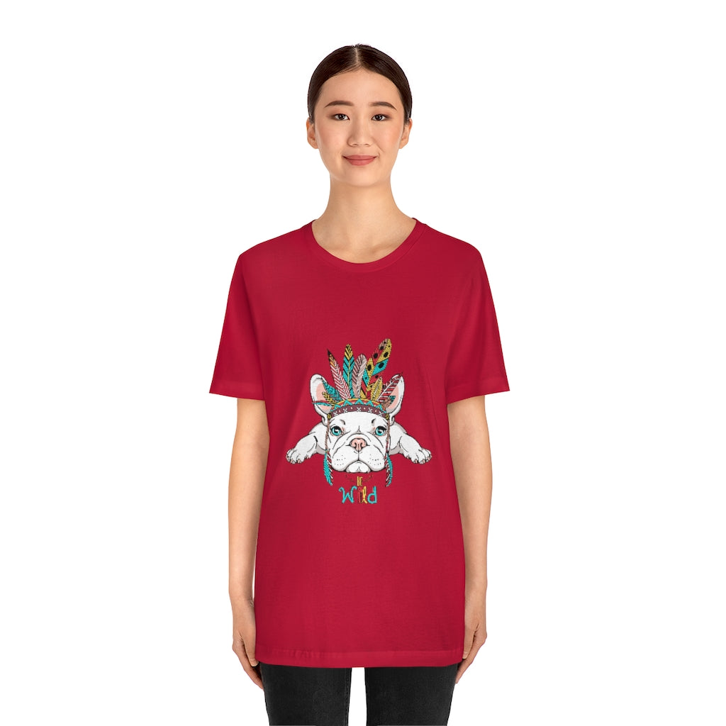 Unisex Jersey Short Sleeve Tee "French bulldog in Indian headdress"