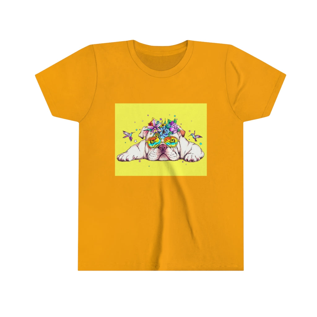Youth Short Sleeve Tee "English bulldog & bird"