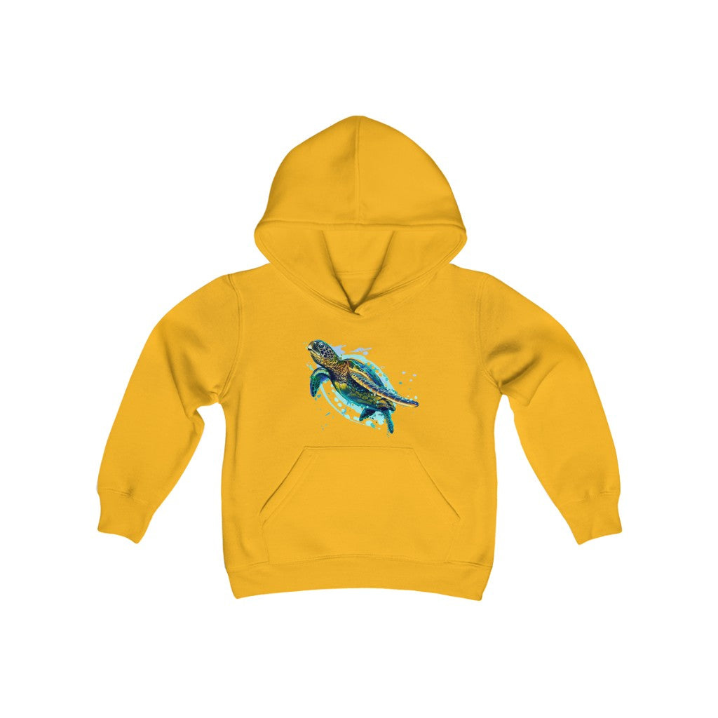 Youth Heavy Blend Hooded Sweatshirt "Sea colorful turtle"
