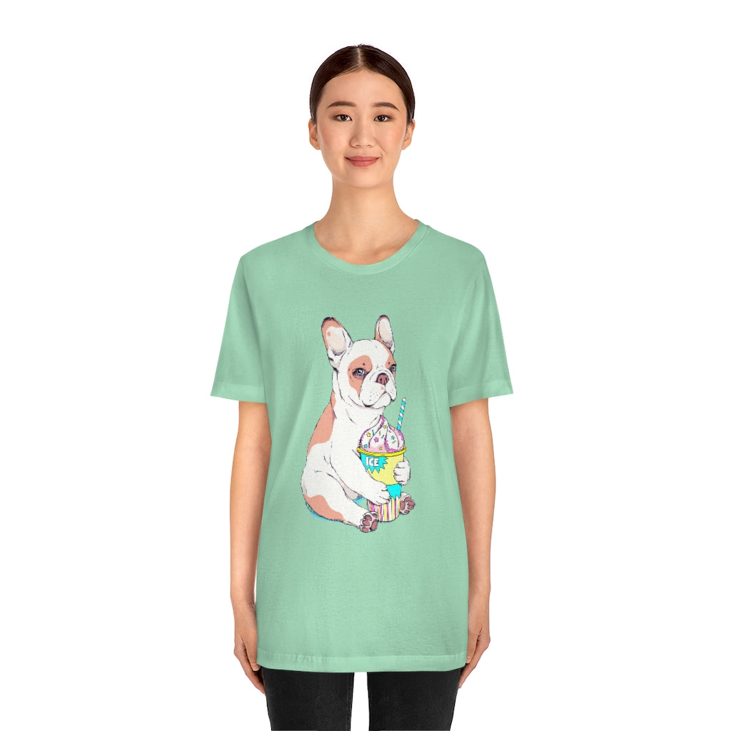Unisex Jersey Short Sleeve Tee "French bulldog & ice cream"