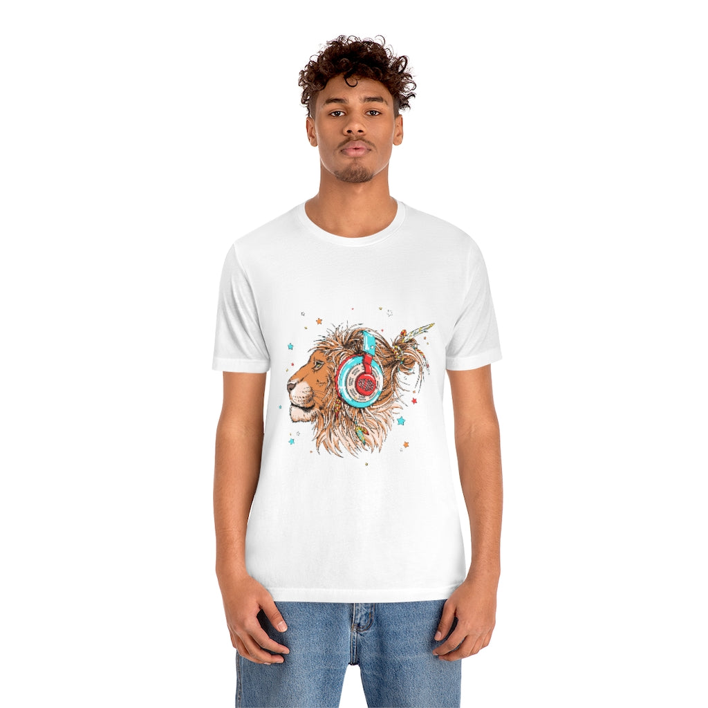 Unisex Jersey Short Sleeve Tee "Lion & headphones"