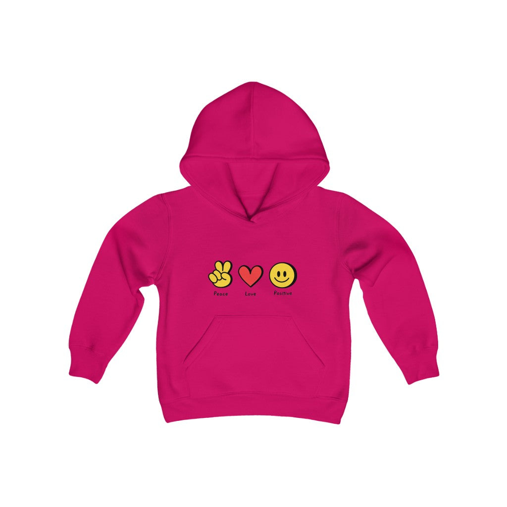 Youth Heavy Blend Hooded Sweatshirt "Peace, love, positive"