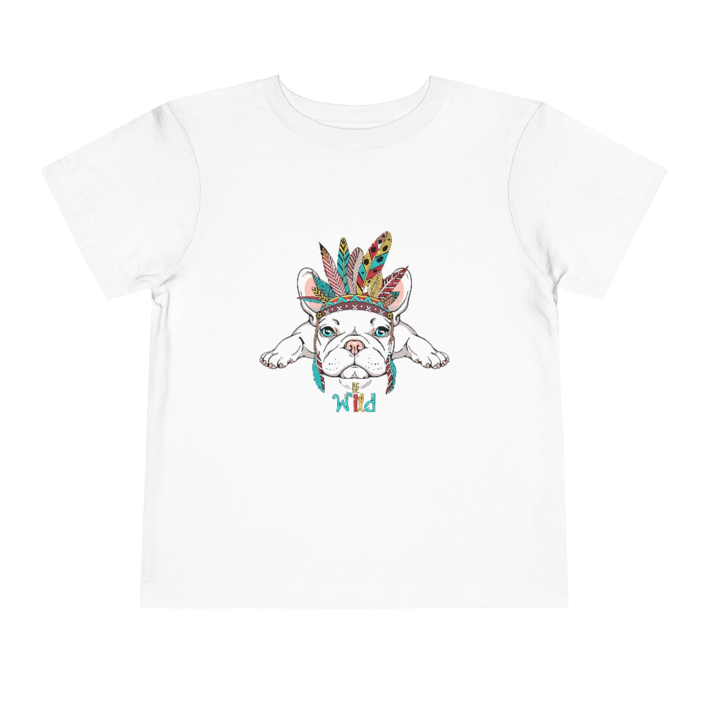 Kids Short Sleeve Tee "French bulldog in Indian headdress"