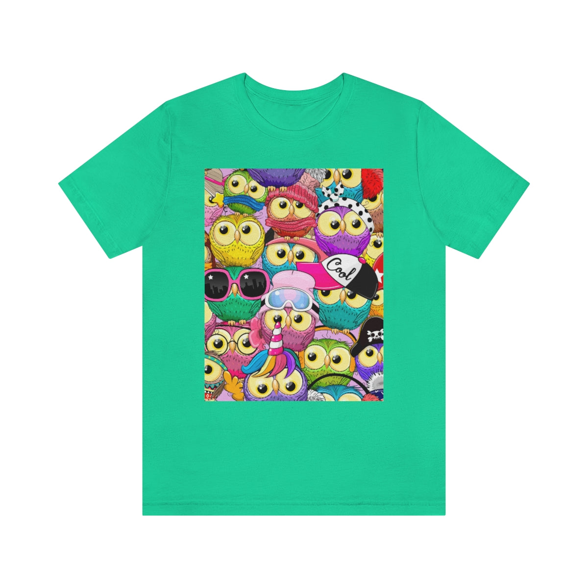 Unisex Jersey Short Sleeve Tee "Colorful Pattern with cute cartoon owls"