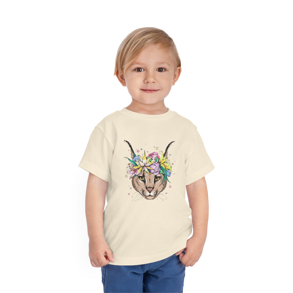 Kids Short Sleeve Tee "Caracal with flowers"