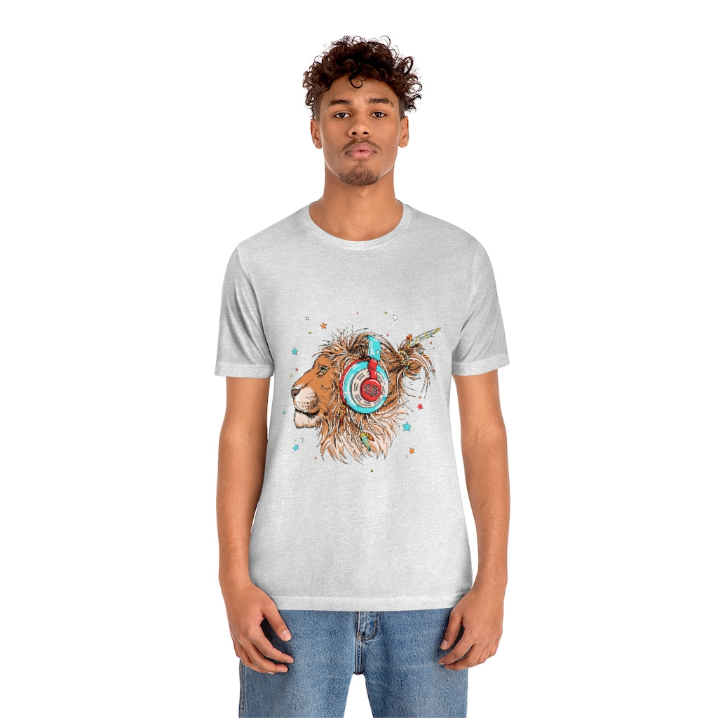 Unisex Jersey Short Sleeve Tee "Lion & headphones"