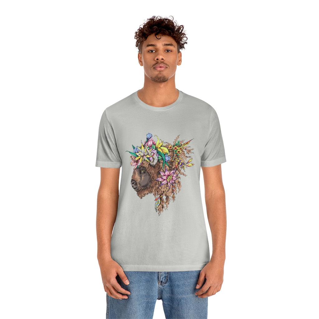 Unisex Jersey Short Sleeve Tee "Bison & flowers"