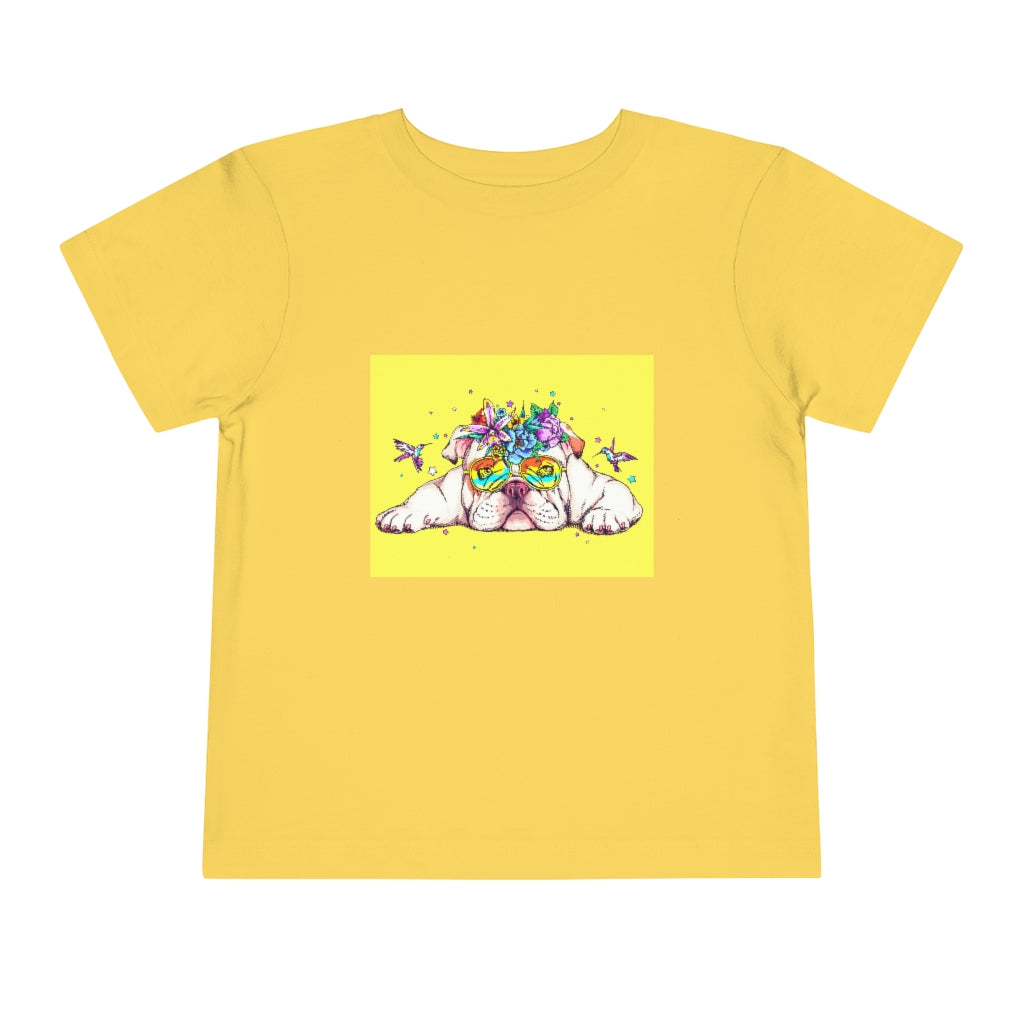 Kids Short Sleeve Tee "English bulldog & bird"