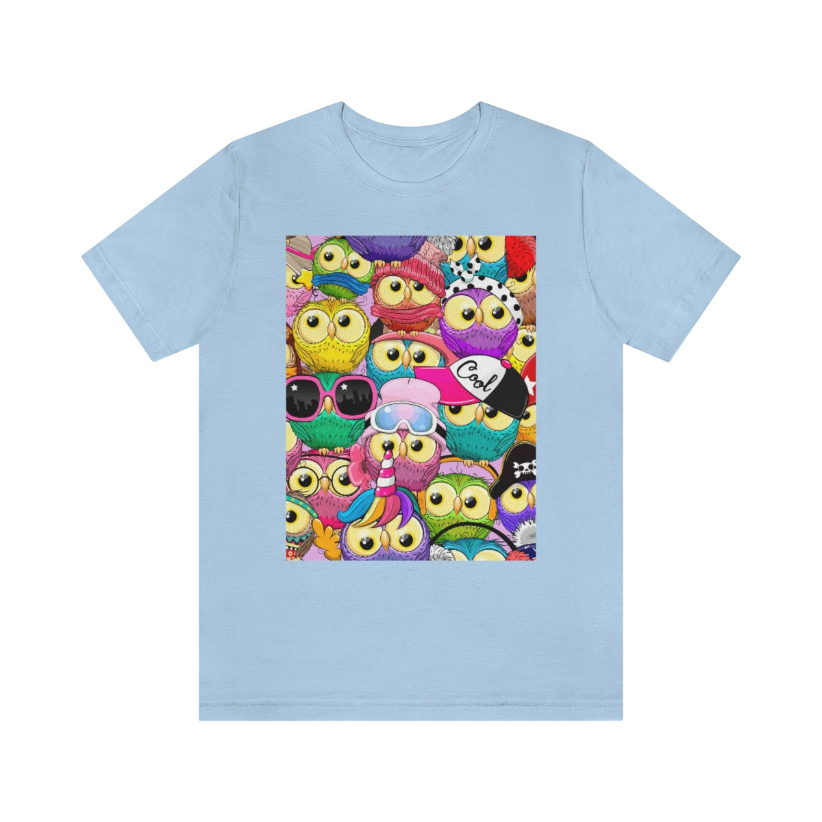 Unisex Jersey Short Sleeve Tee "Colorful Pattern with cute cartoon owls"