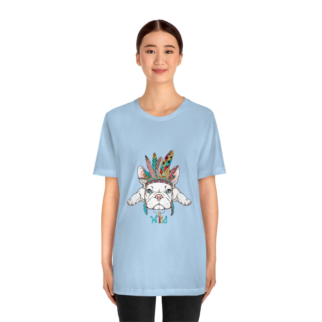 Unisex Jersey Short Sleeve Tee "French bulldog in Indian headdress"