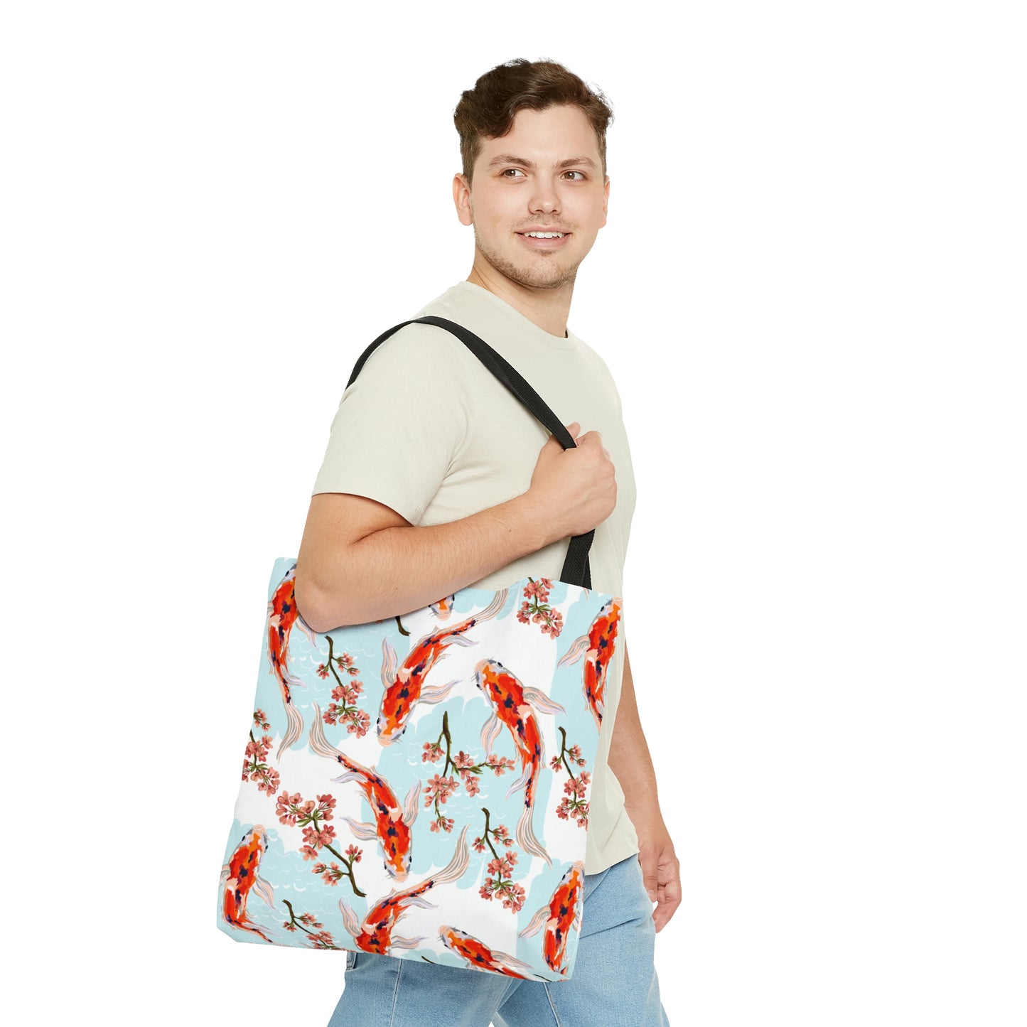 AOP Tote Bag "Fish and sakura pattern"