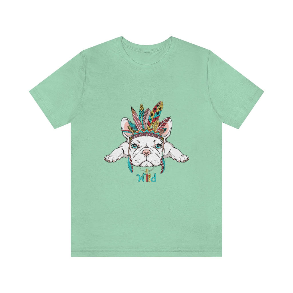 Unisex Jersey Short Sleeve Tee "French bulldog in Indian headdress"
