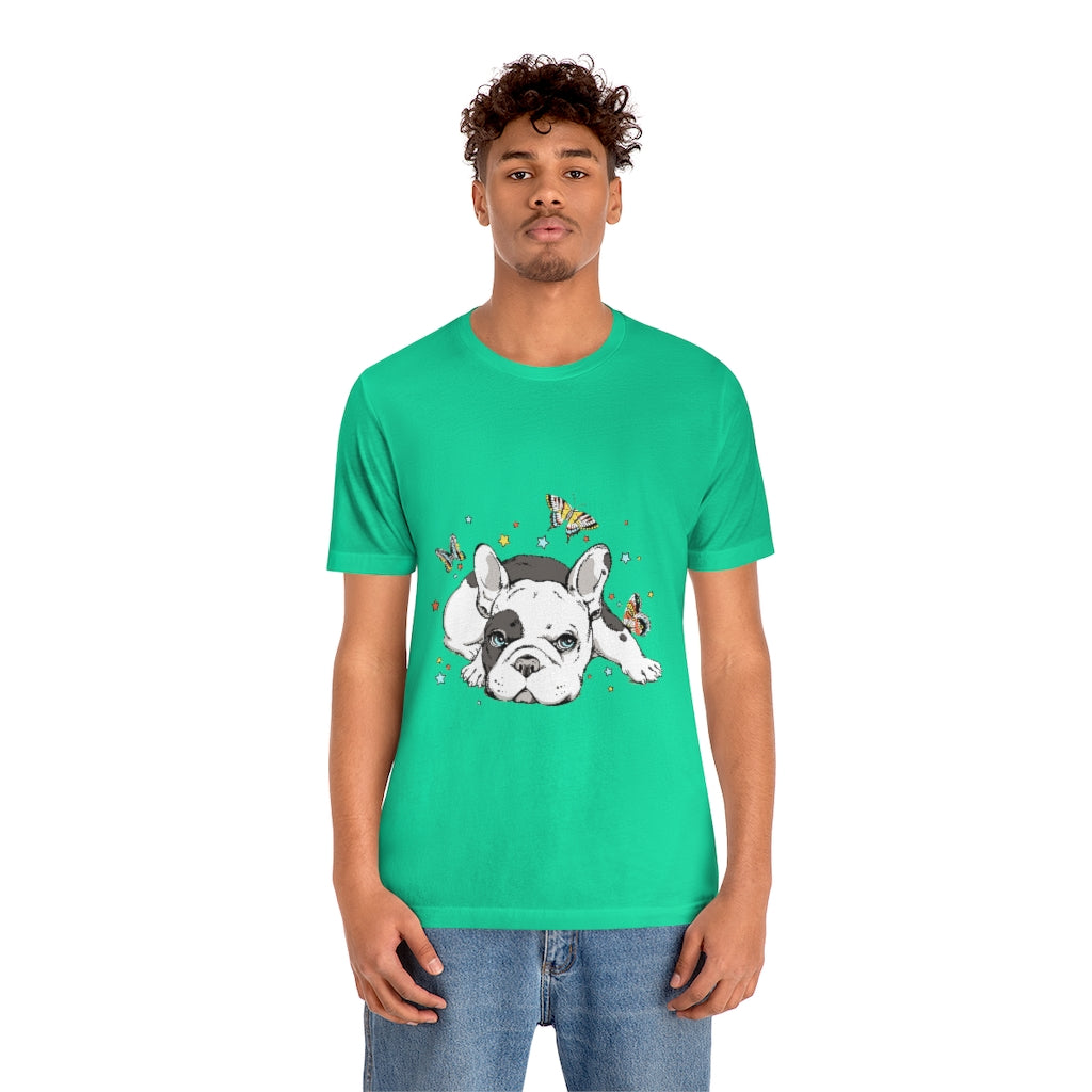Unisex Jersey Short Sleeve Tee "French bulldog with butterflies"