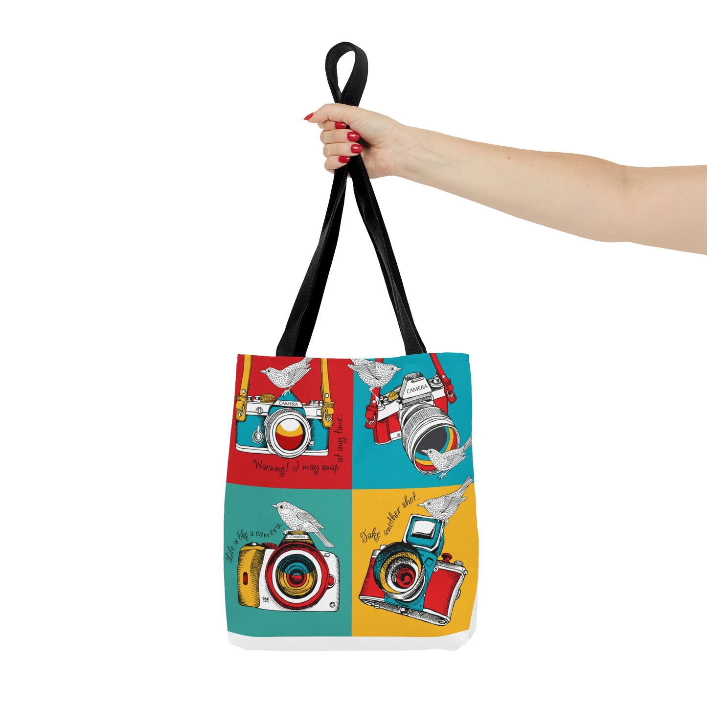 AOP Tote Bag "Cameras and birds"
