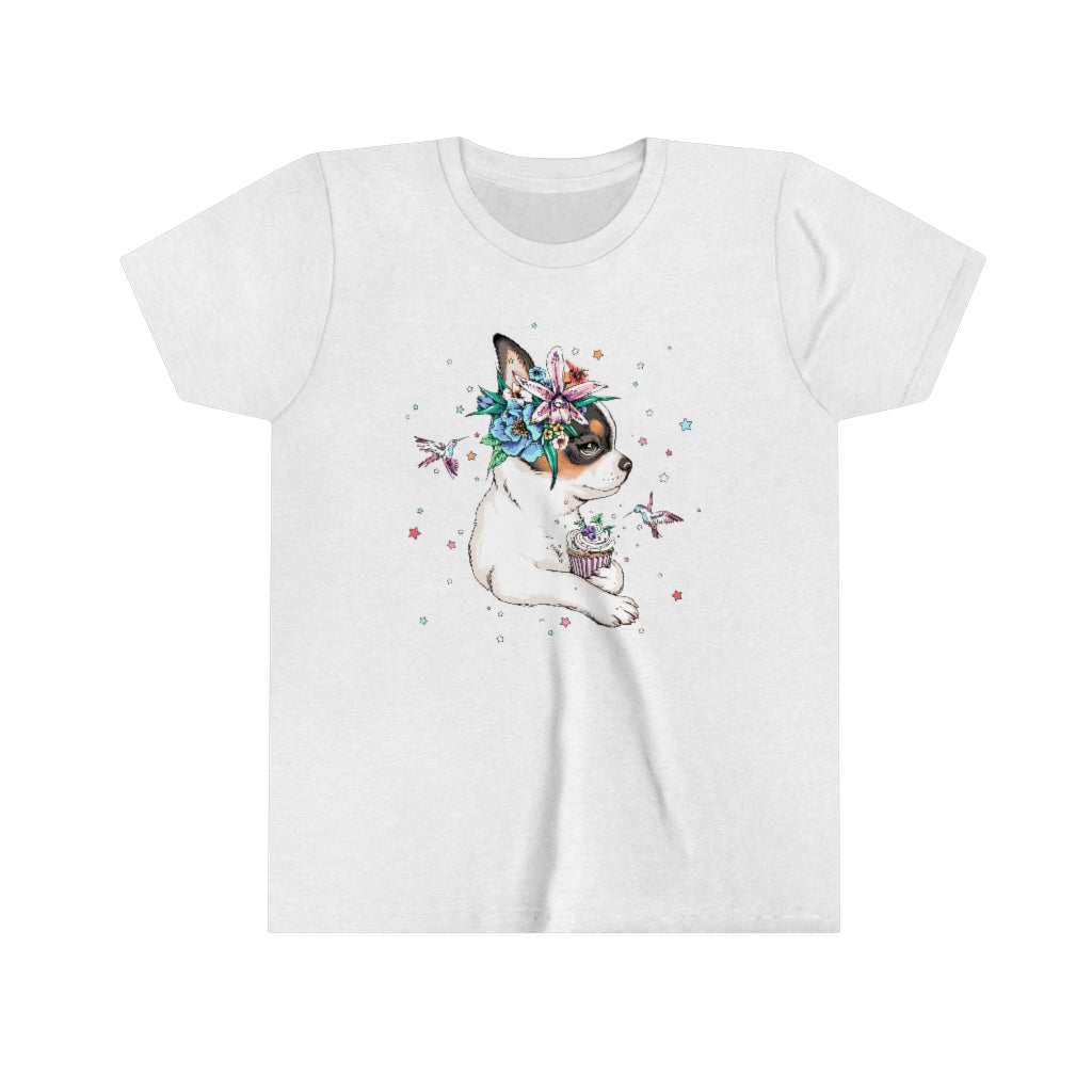 Youth Short Sleeve Tee "Chihuahua puppy & cupcake"