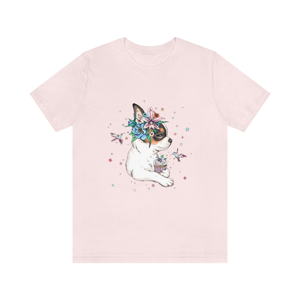 Unisex Jersey Short Sleeve Tee "Chihuahua puppy & cupcake"