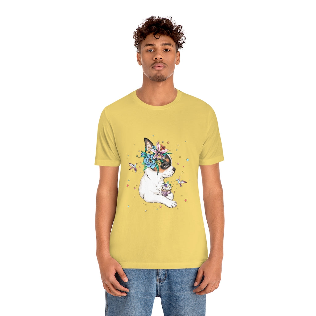 Unisex Jersey Short Sleeve Tee "Chihuahua puppy & cupcake"
