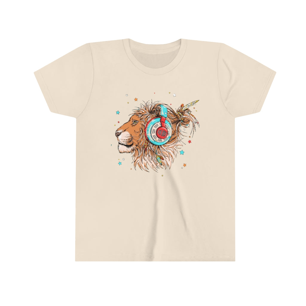 Youth Short Sleeve Tee "Lion & headphones"