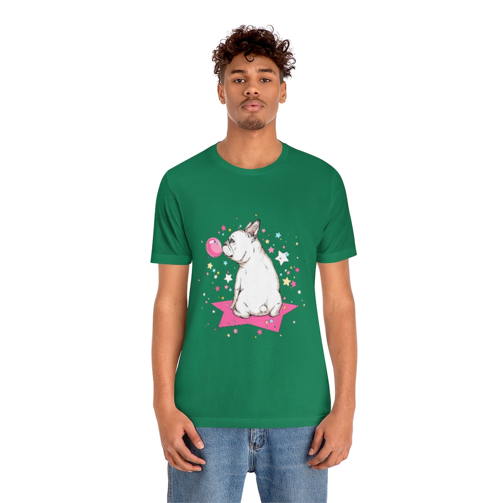 Unisex Jersey Short Sleeve Tee "French white bulldog & stars"
