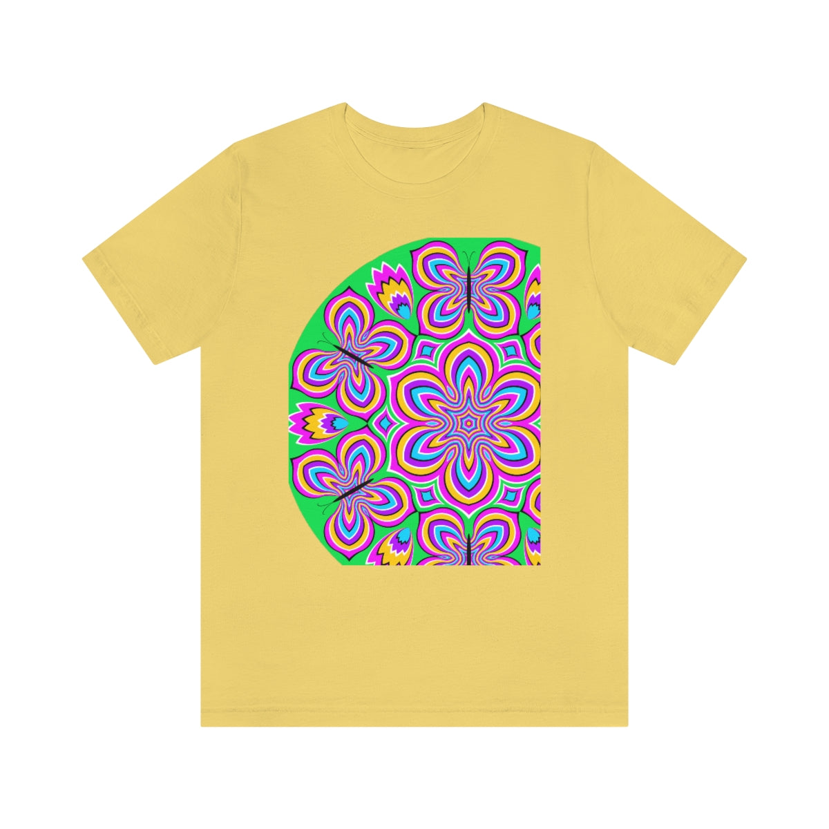 Unisex Jersey Short Sleeve Tee "Optical illusion Colorful flower and butterflies"