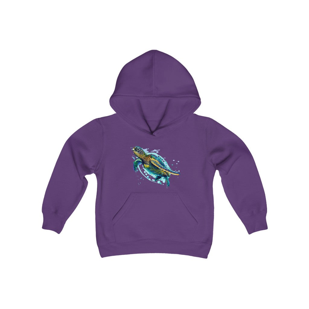 Youth Heavy Blend Hooded Sweatshirt "Sea colorful turtle"