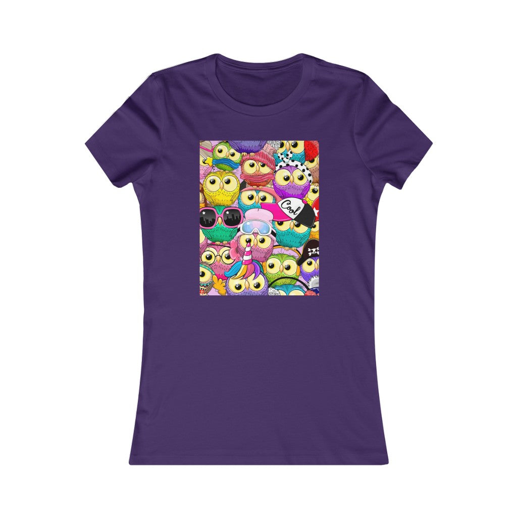 Women's Favorite Tee "Colorful Pattern with cute cartoon owls"