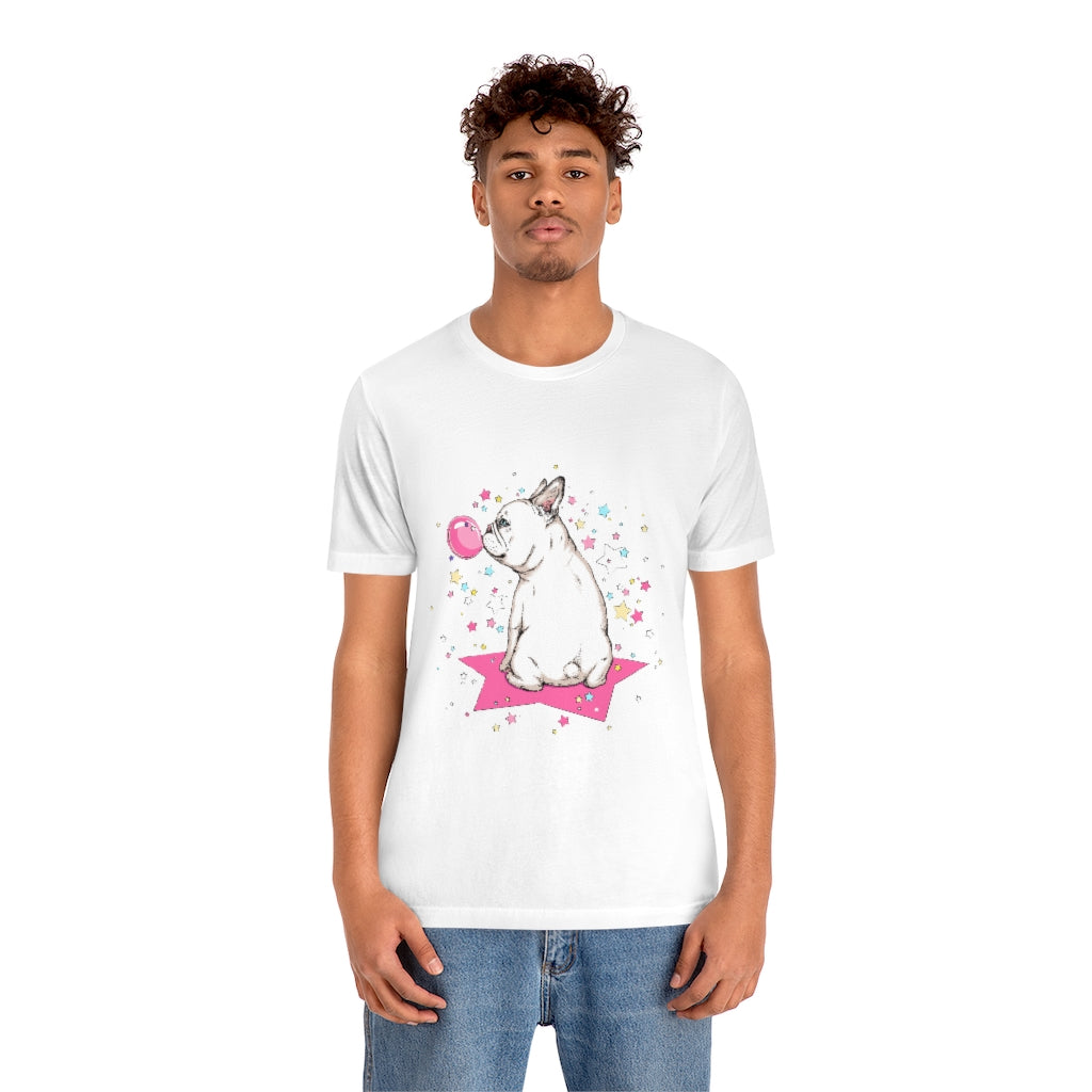 Unisex Jersey Short Sleeve Tee "French white bulldog & stars"