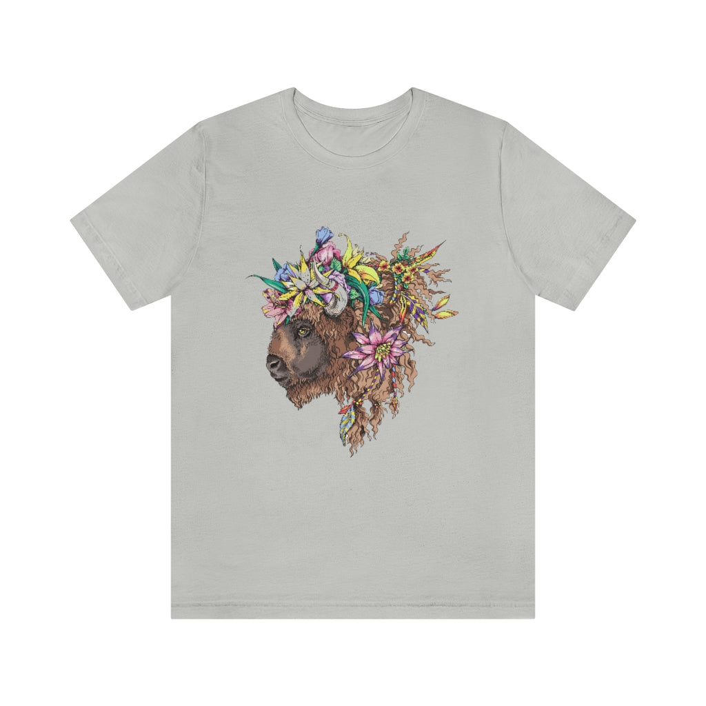 Unisex Jersey Short Sleeve Tee "Bison & flowers"