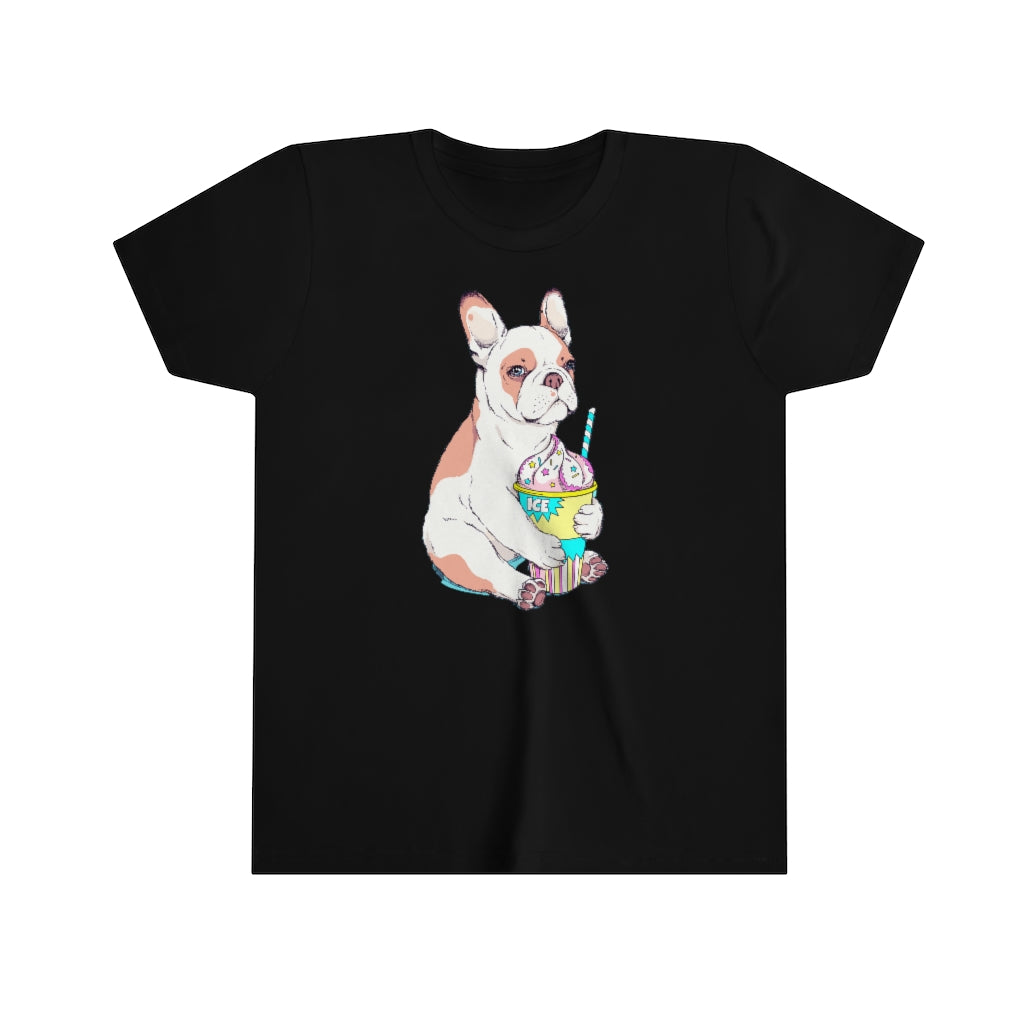 Youth Short Sleeve Tee "French bulldog & ice cream"