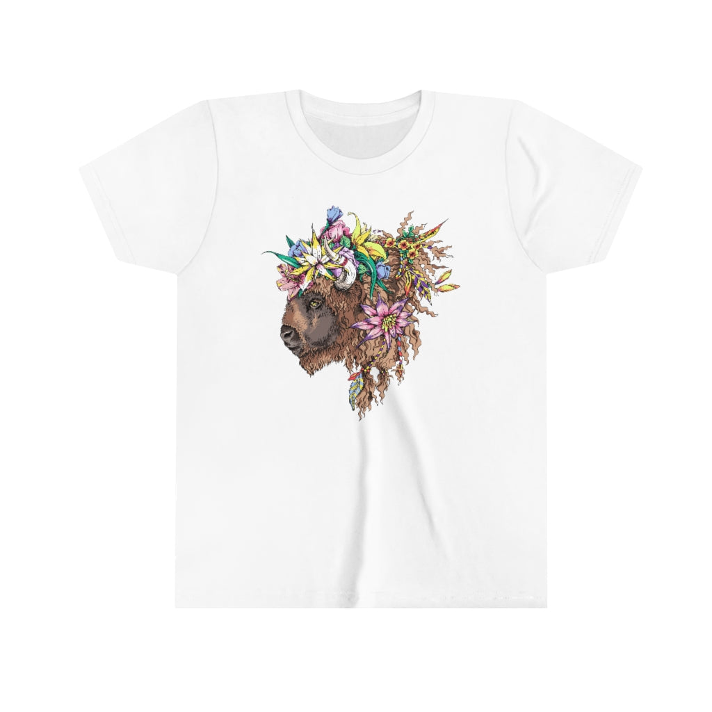 Youth Short Sleeve Tee "Bison & flowers"