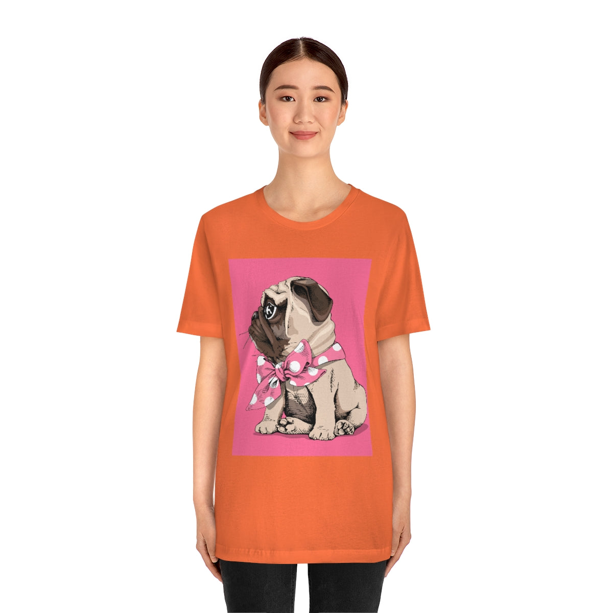 Unisex Jersey Short Sleeve Tee "Puppy Pug with a bow tie"