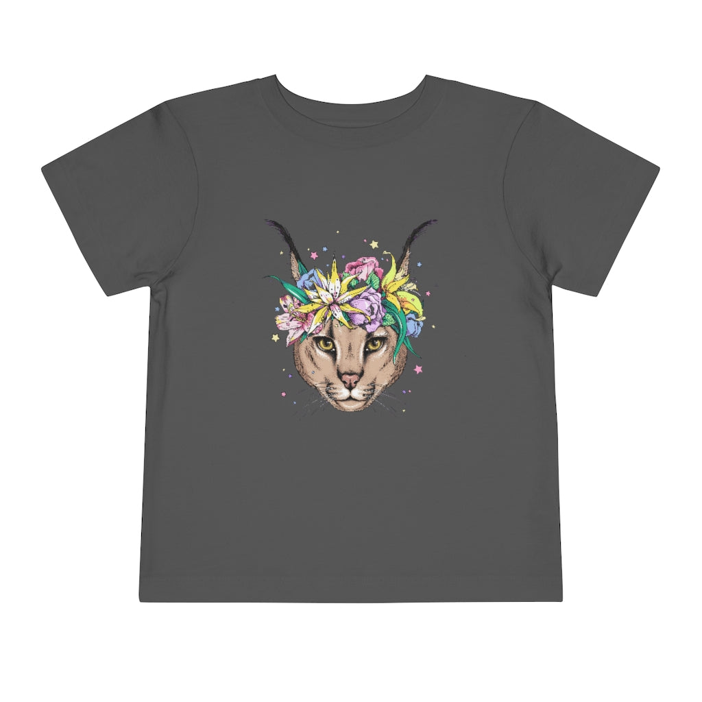 Kids Short Sleeve Tee "Caracal with flowers"