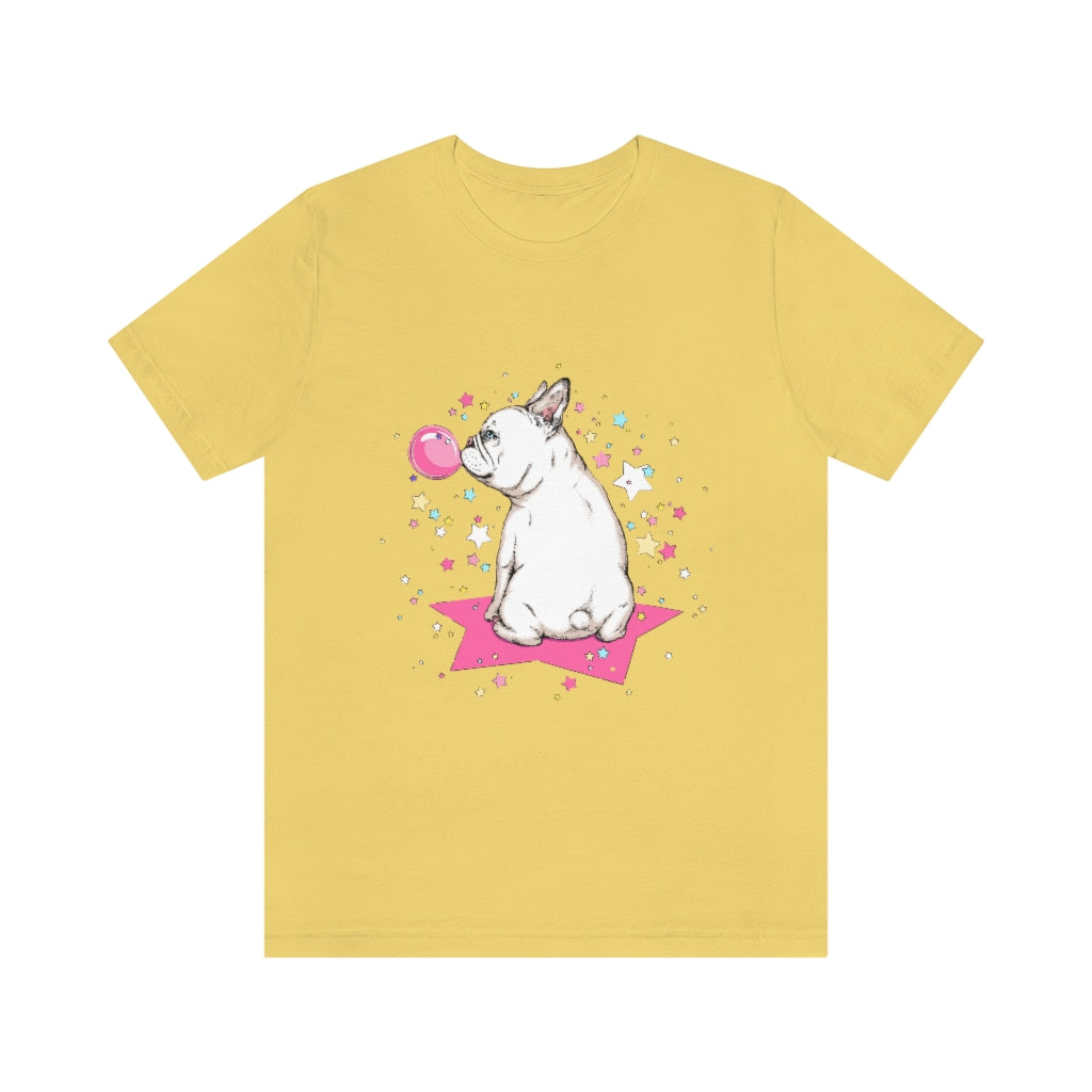 Unisex Jersey Short Sleeve Tee "French white bulldog & stars"