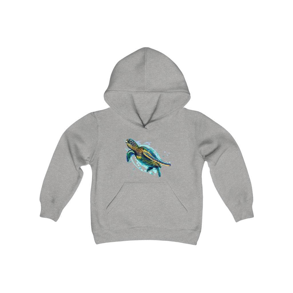 Youth Heavy Blend Hooded Sweatshirt "Sea colorful turtle"