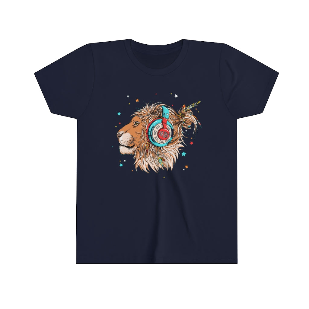 Youth Short Sleeve Tee "Lion & headphones"