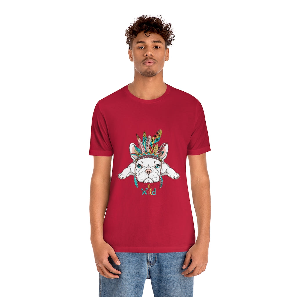 Unisex Jersey Short Sleeve Tee "French bulldog in Indian headdress"