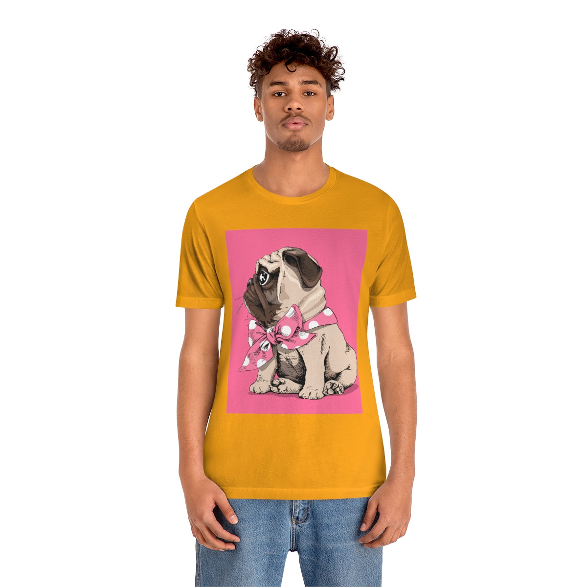 Unisex Jersey Short Sleeve Tee "Puppy Pug with a bow tie"
