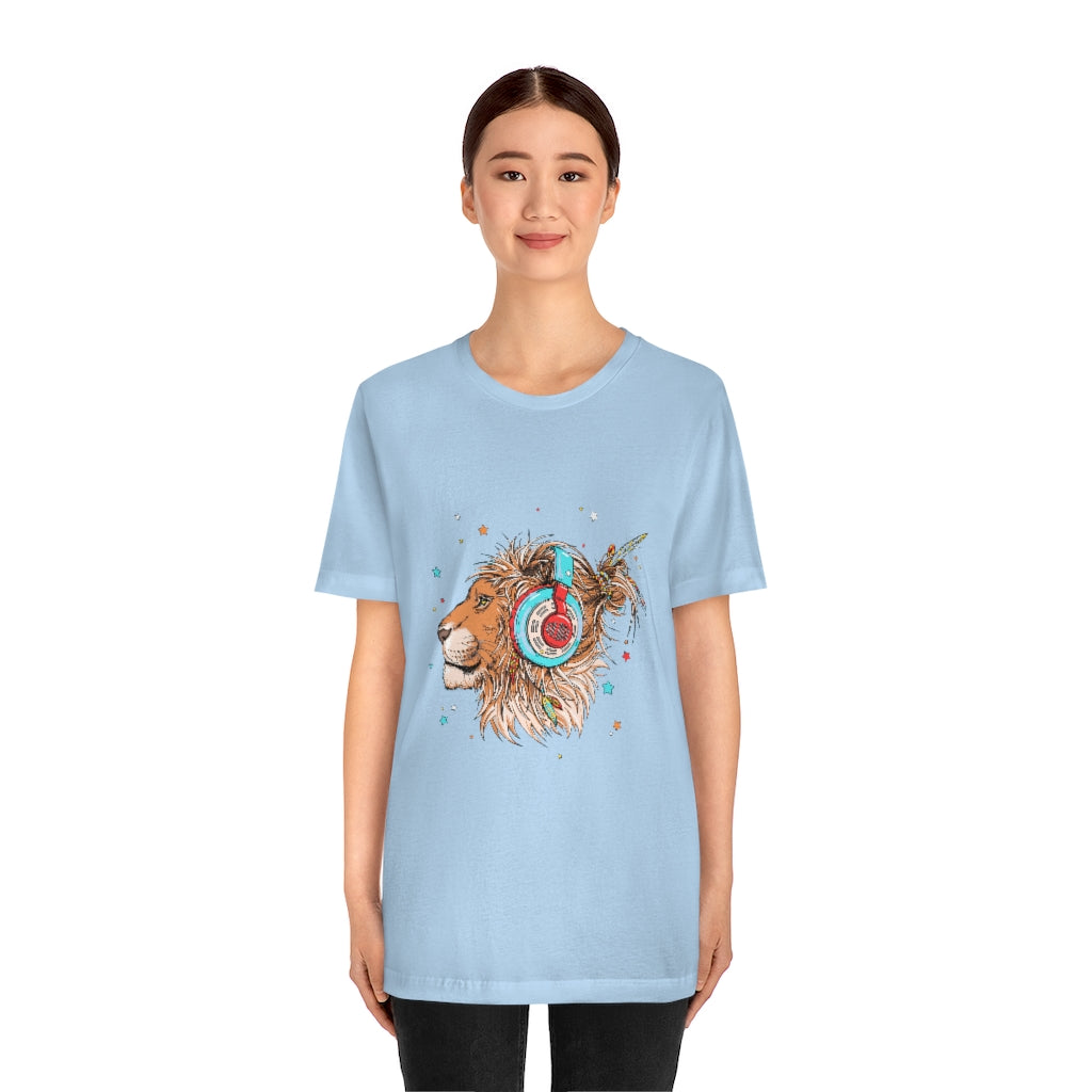 Unisex Jersey Short Sleeve Tee "Lion & headphones"