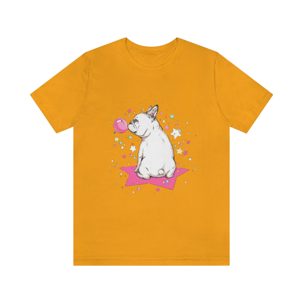 Unisex Jersey Short Sleeve Tee "French white bulldog & stars"
